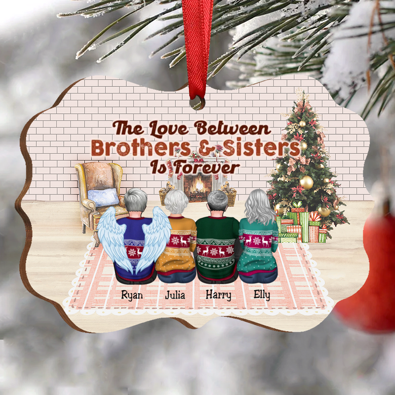 Family - The Love Between Brothers & Sisters Is Forever - Personalized Christmas Acrylic Ornament (Ver 2) - Makezbright Gifts