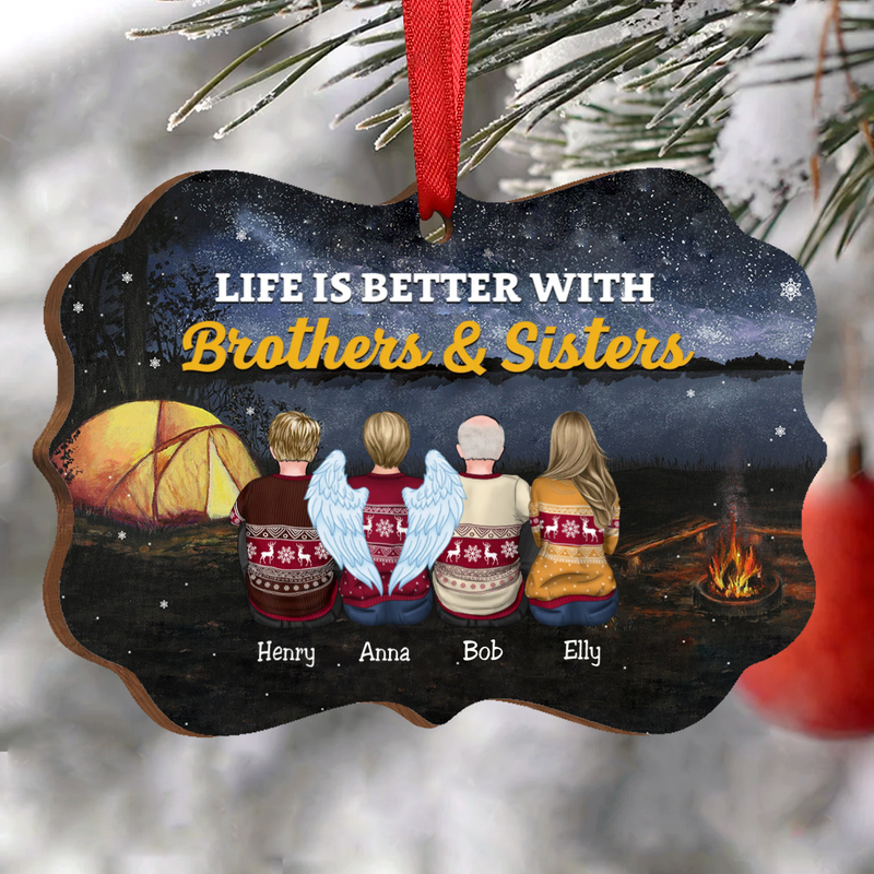 Family - Life Is Better With Brothers & Sisters - Personalized Christmas Acrylic Ornament (Ver 4) - Makezbright Gifts