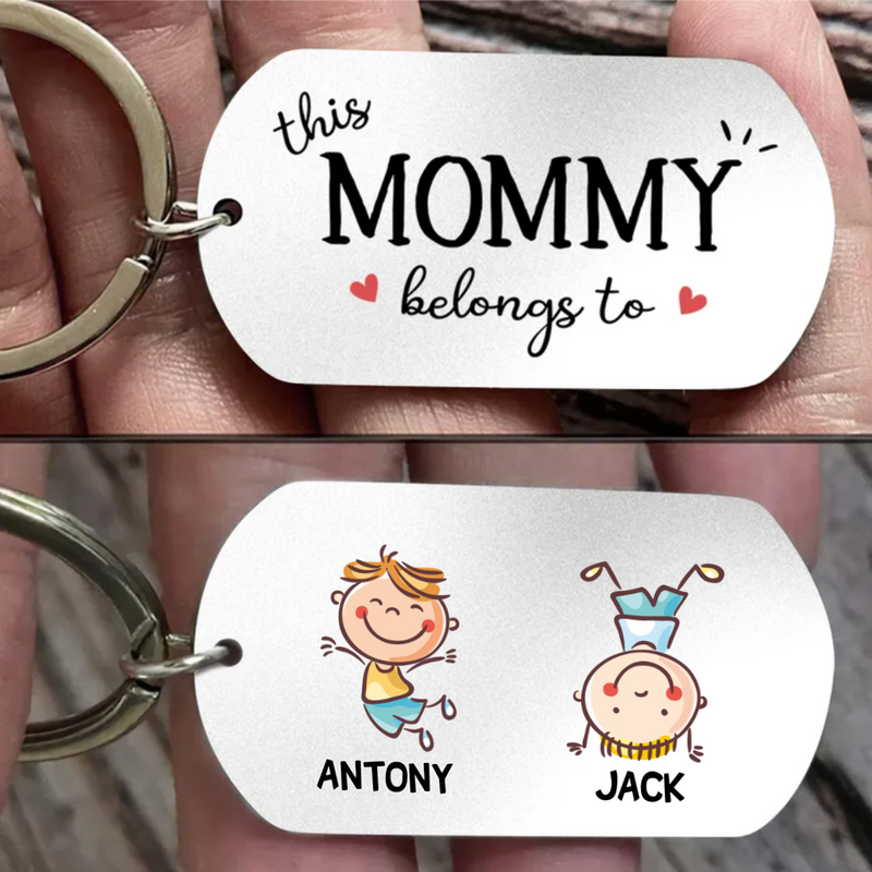 Family - Up to 7 Kids - This MOMMY Belongs To - Personalized Keychain