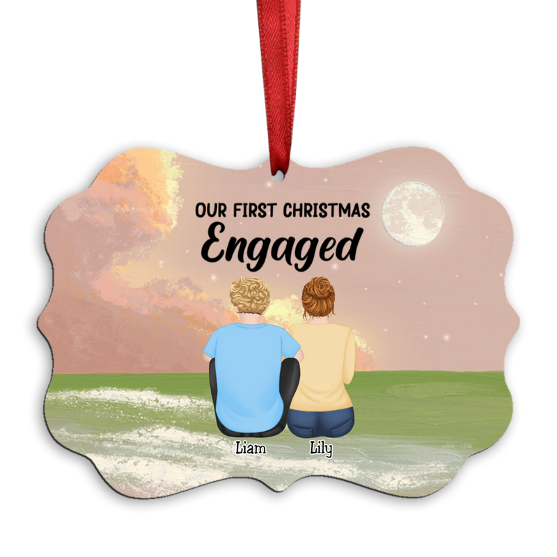 Couple - Our First Christmas Engaged - Personalized Married Acrylic Ornament (Ver2)