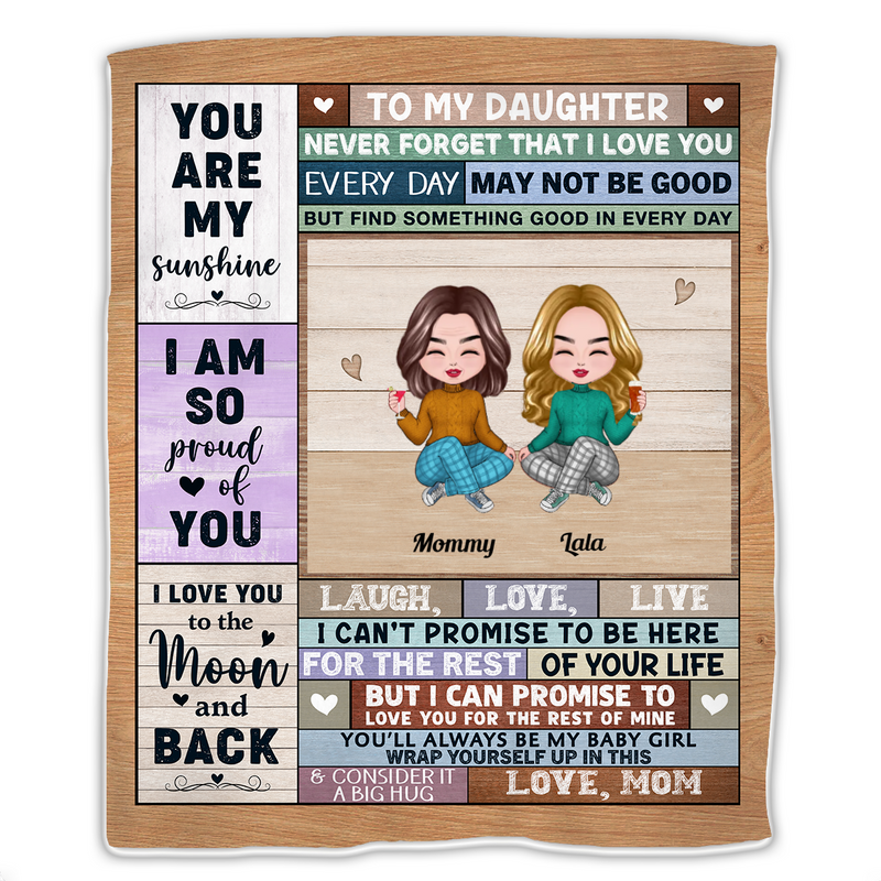 Daughters - I Love You To The Moon And Back - Personalized Blanket