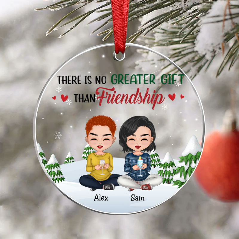 Besties - There Is No Greater Gift Than Friendship - Personalized Transparent Ornament (Ver 2) - Makezbright Gifts