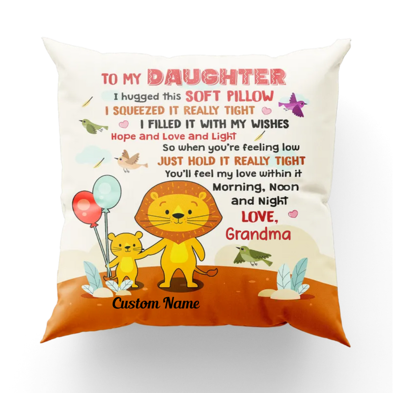 Family - Daughter Lion Personalized Pillow - Makezbright Gifts