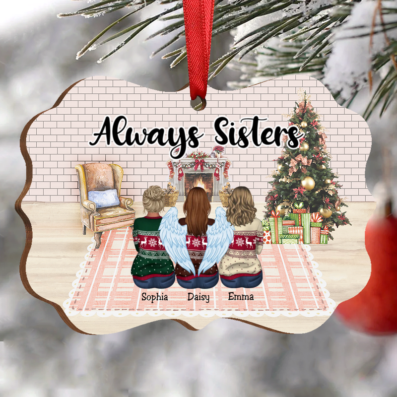 Sisters - Always Sisters - Personalized Christmas Ornament