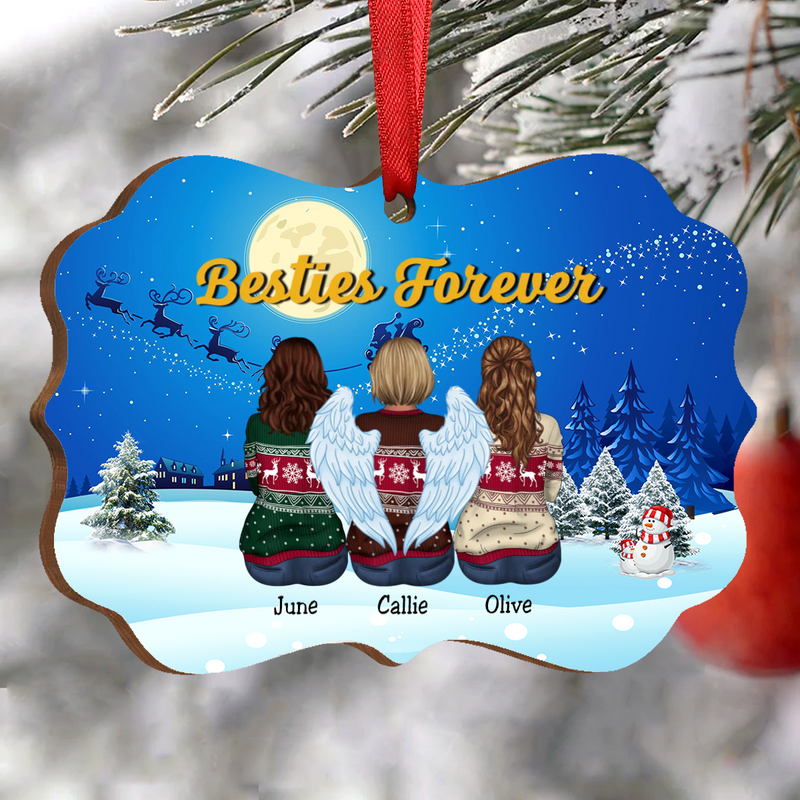 Friends - Besties Forever - Personalized Acrylic Ornament (Moon) - Makezbright Gifts