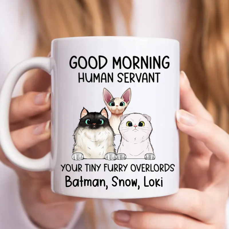 Cat Lovers -  Good Morning Human Servant - Personalized Mug