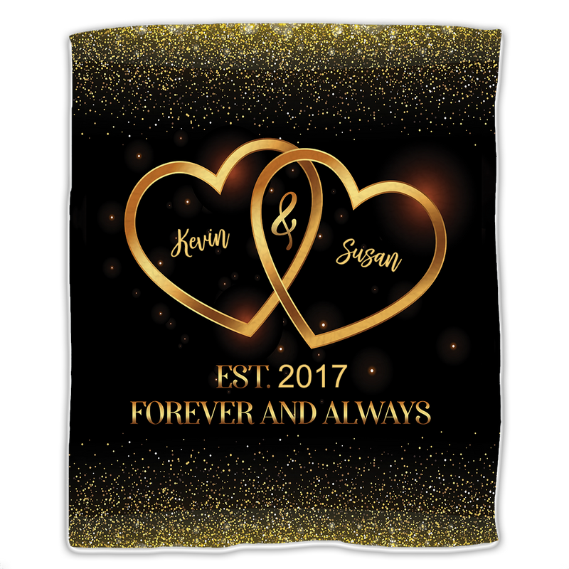 Couple - Forever And Always - Personalized Blanket - Makezbright Gifts