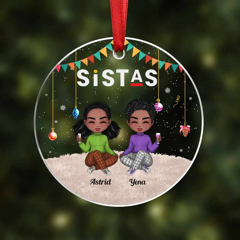 Besties - Sistas Forever - Personalized Transparent Ornament (Ver 2) - Makezbright Gifts