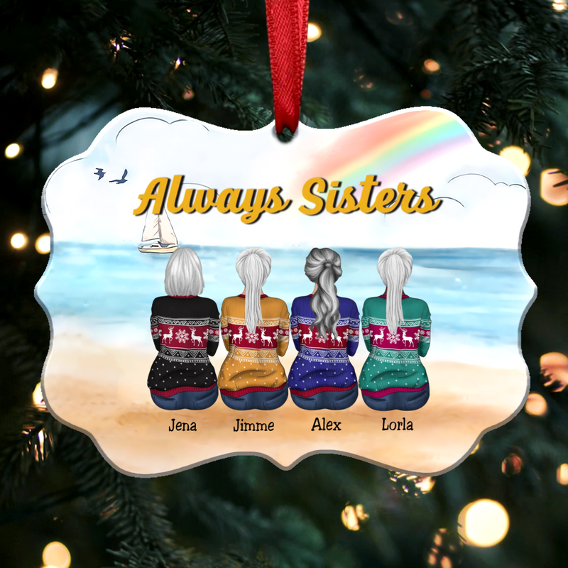 Sisters Memorial Gift - Always Sisters - Personalized Christmas Ornament (BS1) - Makezbright Gifts