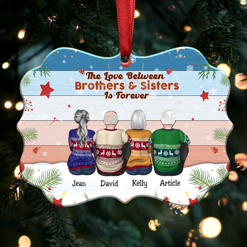 The Love Between Brothers & Sisters Is Forever - Personalized Christmas Ornament (Pastel)