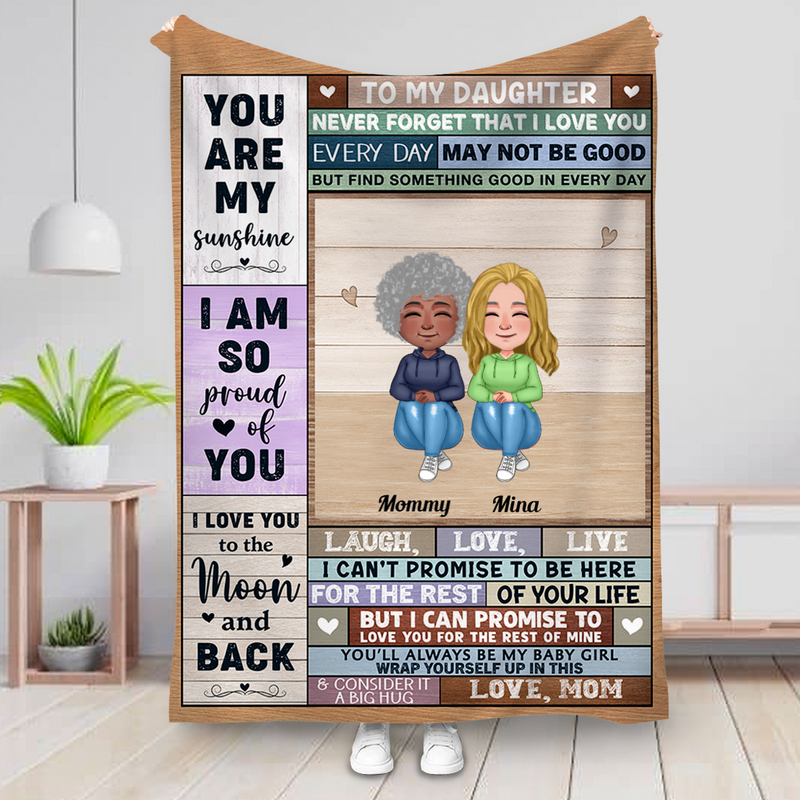Daughter - I Love You To The Moon And Back - Personalized Blanket (Ver. 3)