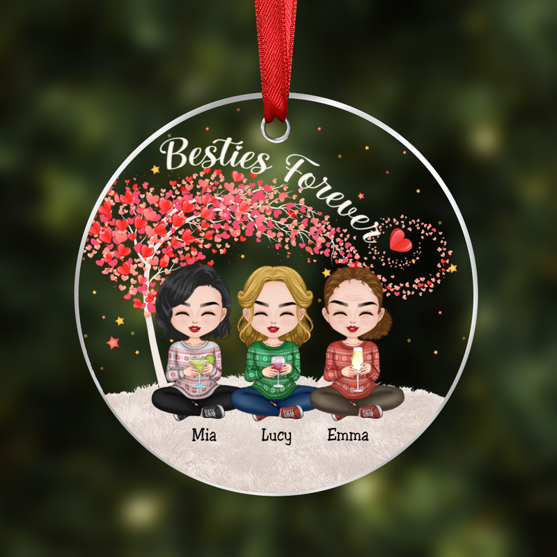 Besties - Besties Forever - Personalized Christmas Transparent Ornament (Ver 5)