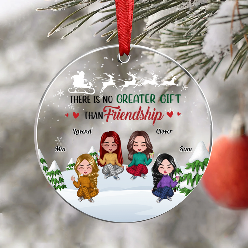 Besties - There Is No Greater Gift Than Friendship - Personalized Transparent Ornament (Ver 3) - Makezbright Gifts