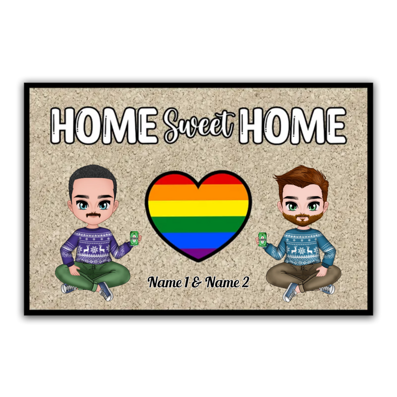 Couple - Home Sweet Home - Personalized Doormat - Gift For Wife Husband V1