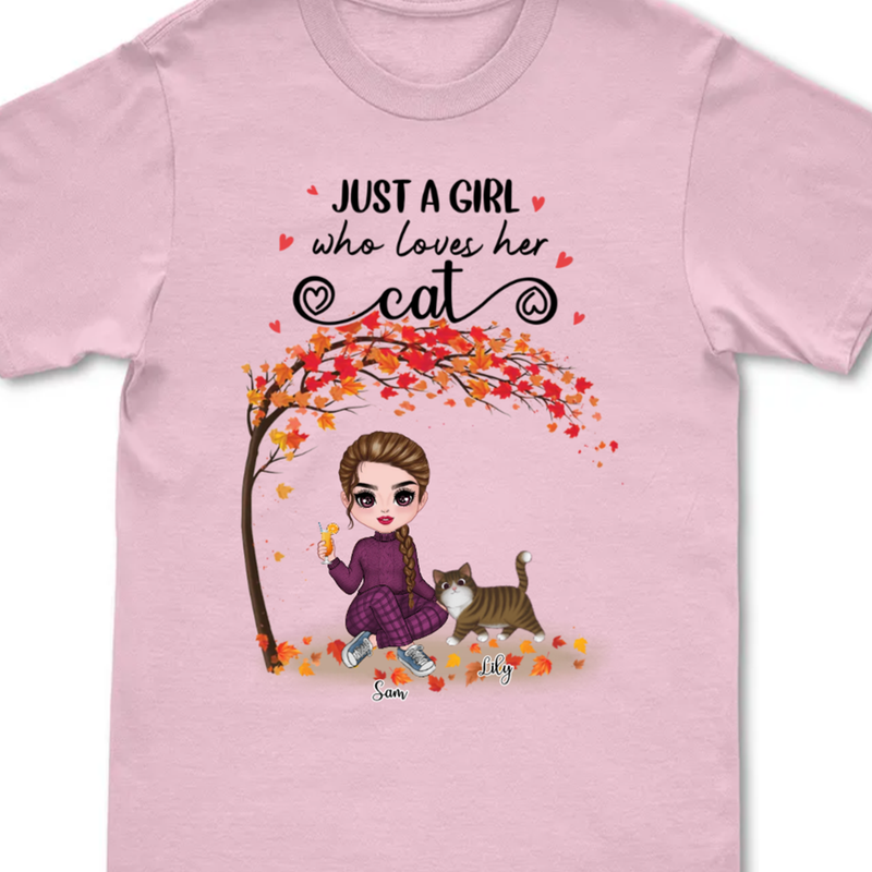 Cat Lovers - Just A Girl Who Loves Her Cats - Personalized T-Shirt