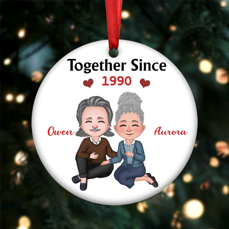 Couple - Together Since - Personalized Christmas Circle Ornament - Makezbright Gifts