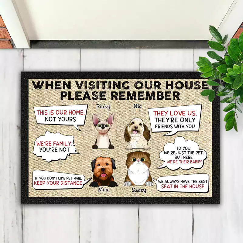 Pet Lovers - Remember When Visiting Our House - Personalized Doormat
