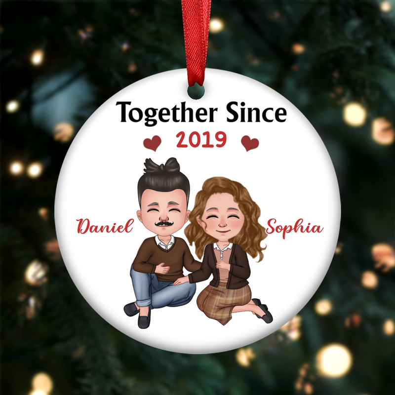 Couple - Together Since - Personalized Christmas Circle Ornament