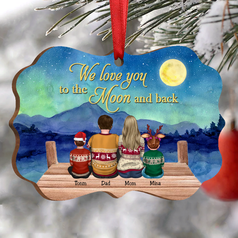 Family - We Love You To The Moon And Back - Personalized Acrylic Ornament