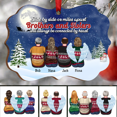 Family - Side By Side Or Miles Apart Brothers And Sisters Will Always Be Connected By Heart - Personalized Christmas Acrylic Ornament (Ver 2) - Makezbright Gifts