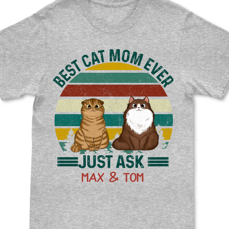 Cat Lover - Best Cat Mom Fluffy Cat Retro - Personalized Unisex T-Shirt - Makezbright Gifts
