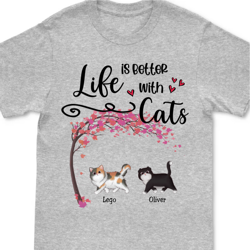 Cat Lover - Life Is Better With Cats - Personalized White Unisex T-Shirt - Makezbright Gifts