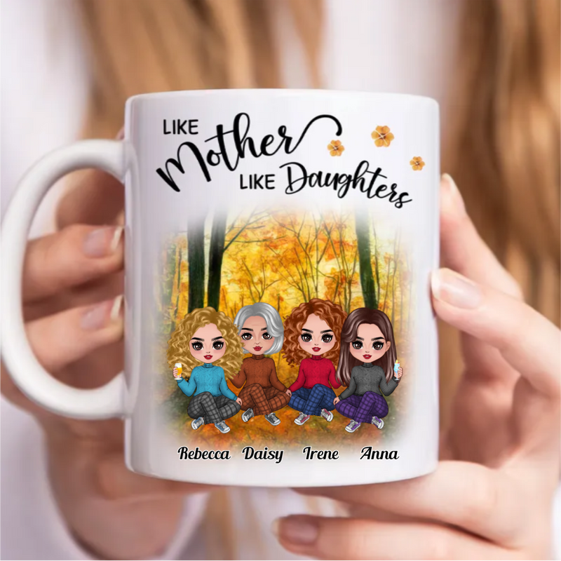 Fall Season Doll Like Mother Like Daughters Sitting - Personalized Mug
