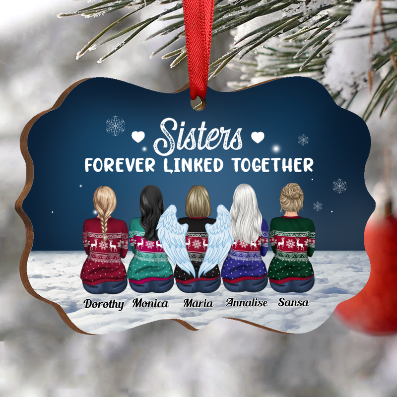 Sisters - Sisters Forever Linked Together - Personalized Acrylic Ornament