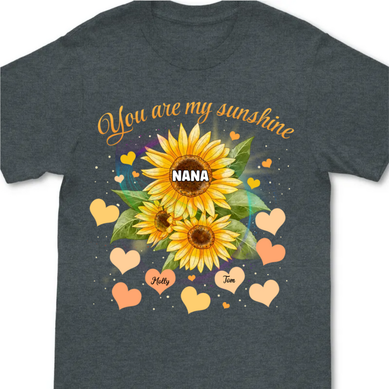 Family - Grandma Sunflower You Are My Sunshine - Personalized Unisex T-shirt - Makezbright Gifts