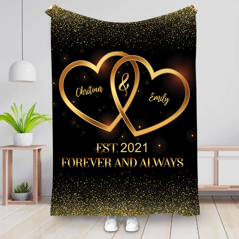 Couple - Forever And Always - Personalized Blanket - Makezbright Gifts