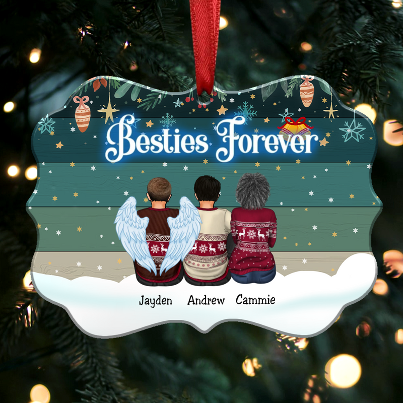 Besties Forever - Personalized Christmas Ornament (Green) - Makezbright Gifts