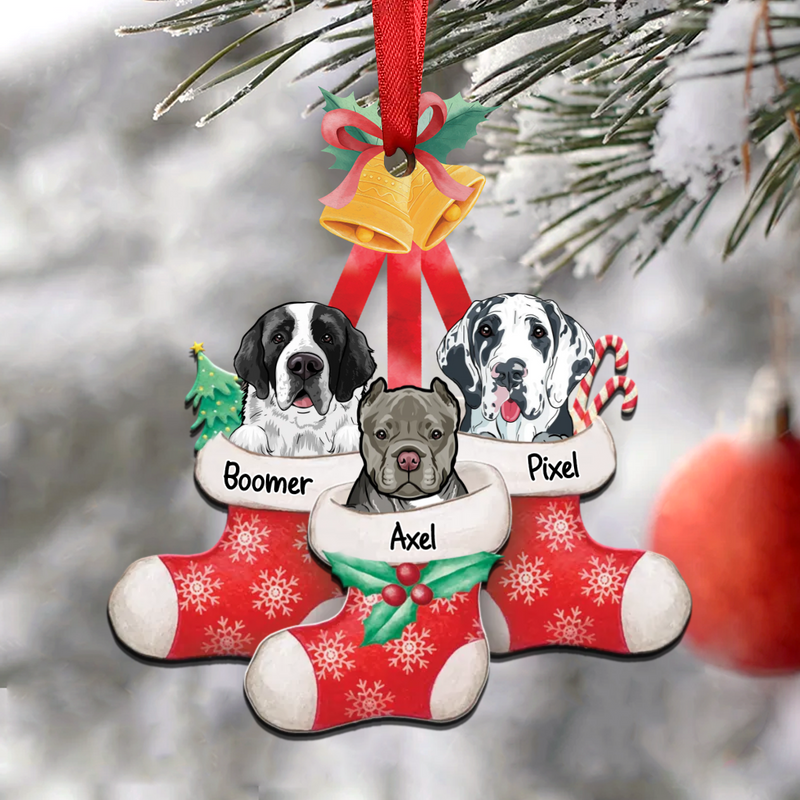 Dog Lovers - Peeking Dog On Christmas Stocking - Personalized Christmas Ornament