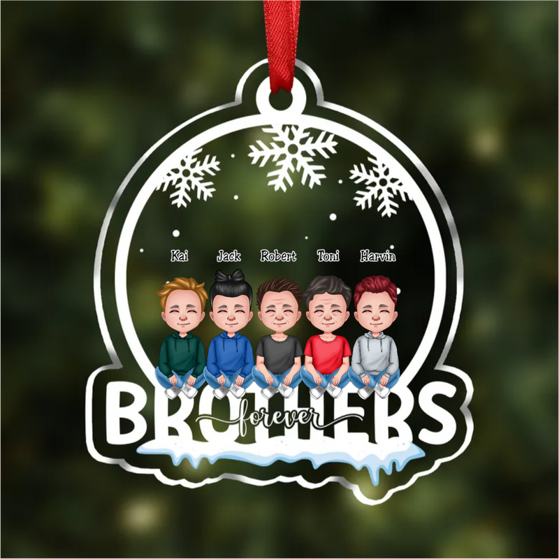 Family - Brothers Forever - Personalized Christmas Transparent Ornament