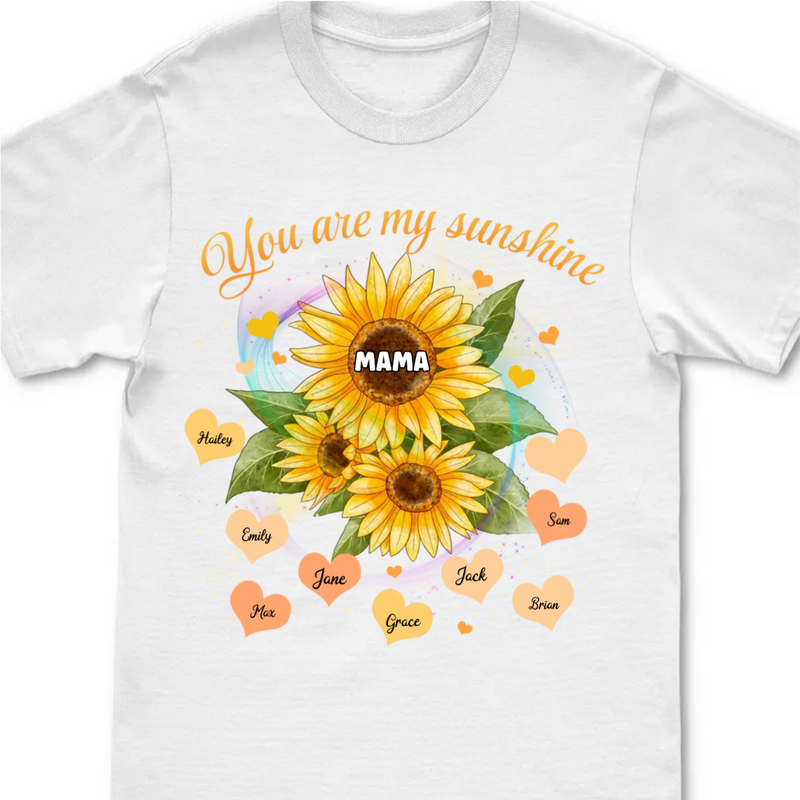 Family - Grandma Sunflower You Are My Sunshine - Personalized Unisex T-shirt - Makezbright Gifts