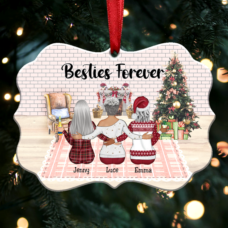 Up to 9 Women - Xmas Ornament - Friends Forever - Personalized Christmas Ornament - Makezbright Gifts
