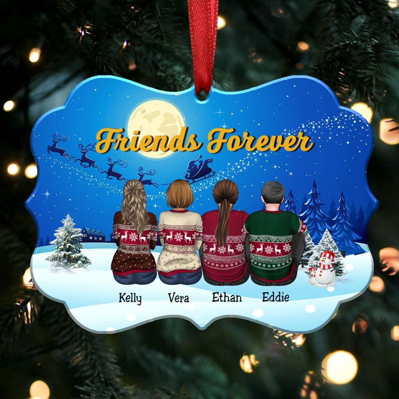 Friends Forever - Personalized Christmas Ornament (V1 Moon) - Makezbright Gifts