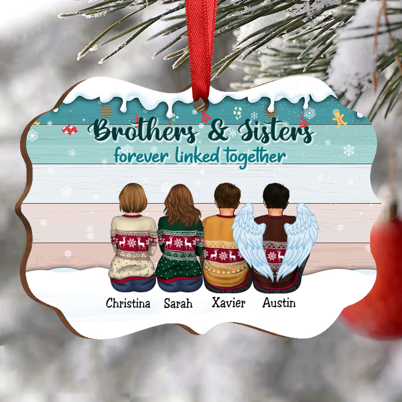 Family - Brothers & Sisters Forever Linked Together- Personalized Christmas Ornament - Makezbright Gifts