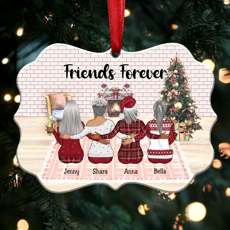 Up to 9 Women - Xmas Ornament - Friends Forever - Personalized Christmas Ornament - Makezbright Gifts