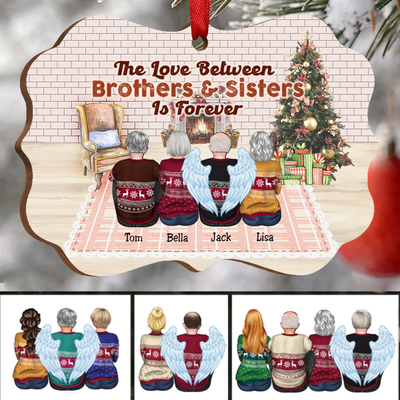 Family - The Love Between Brothers & Sisters Is Forever - Personalized Christmas Acrylic Ornament (Ver 2) - Makezbright Gifts