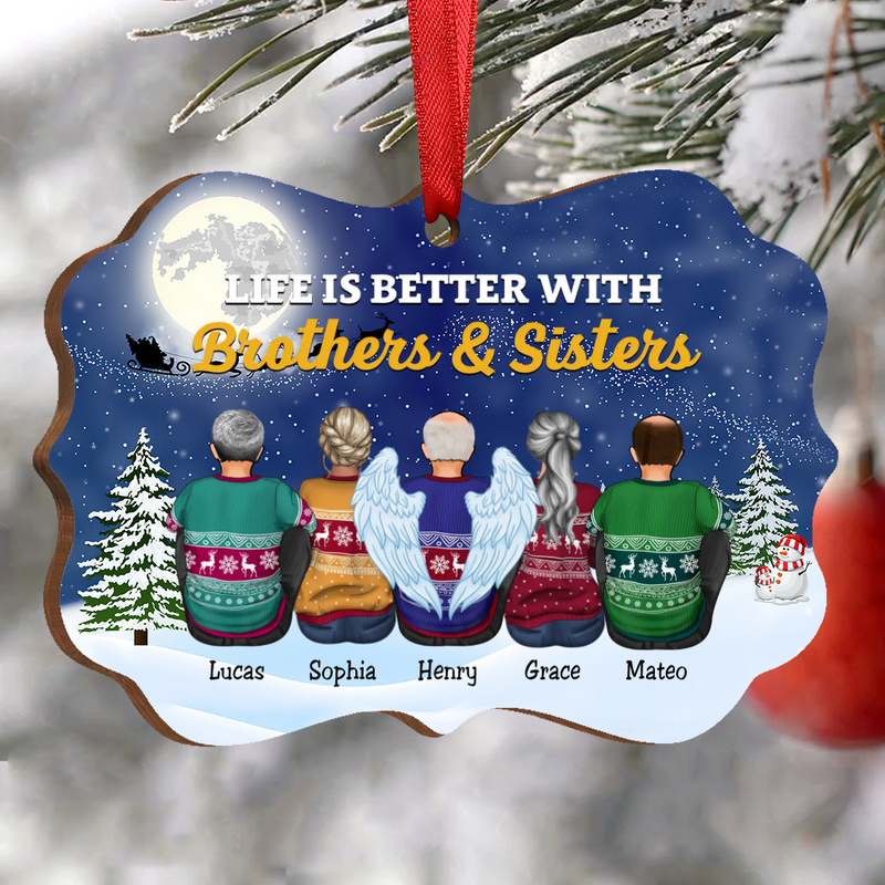 Family - Life Is Better With Brothers & Sisters - Personalized Christmas Ornament - Makezbright Gifts
