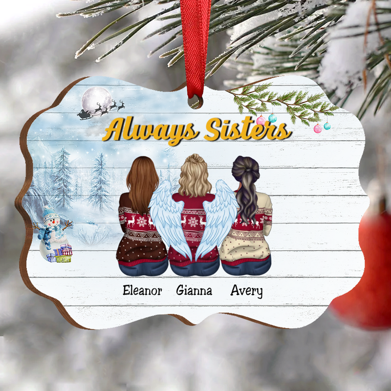 Sisters Memorial Gift - Always Sisters - Personalized Acrylic Ornament - Makezbright Gifts