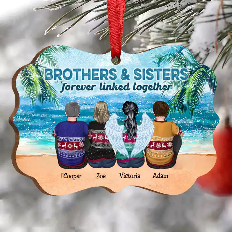 Brothers & Sisters Forever Linked Together - Personalized Christmas Ornament - Makezbright Gifts
