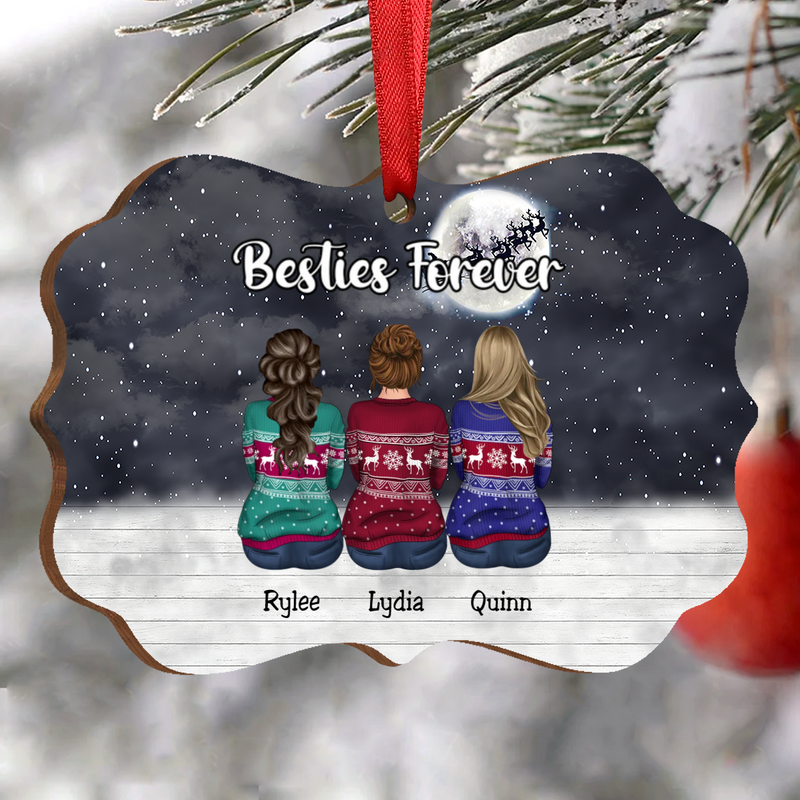 Friend - Besties Forever - Personalized Acrylic Ornament (Black)