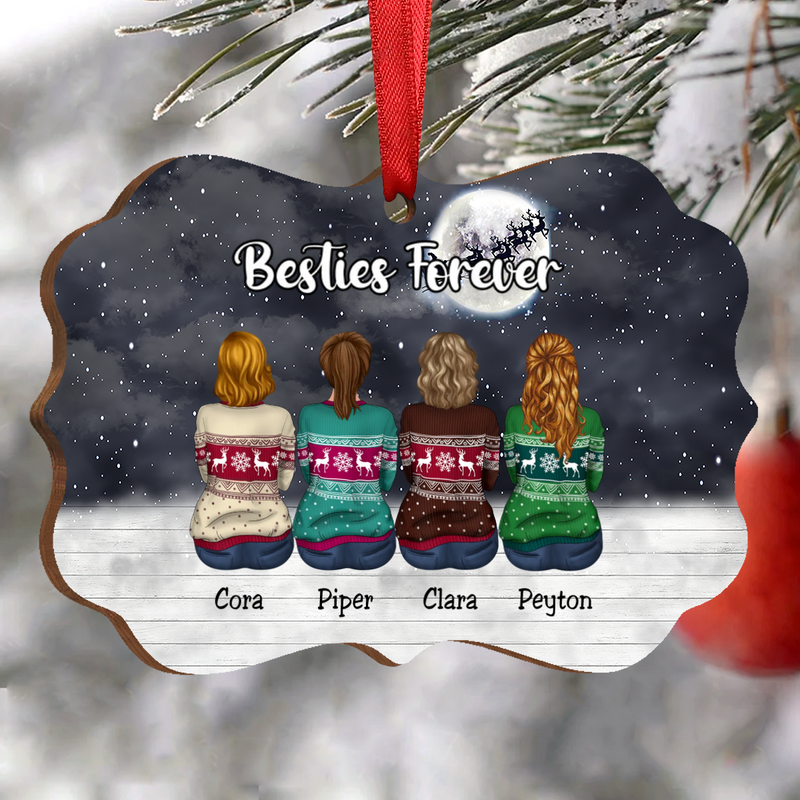Friend - Besties Forever - Personalized Acrylic Ornament (Black) - Makezbright Gifts
