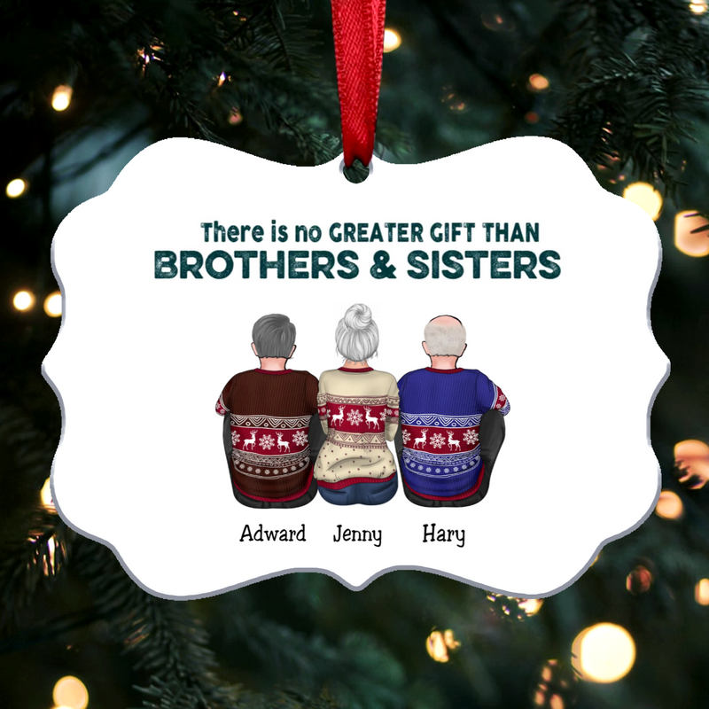 There Is No Greater Gift Than Brothers & Sisters - Personalized Christmas Ornament (white)