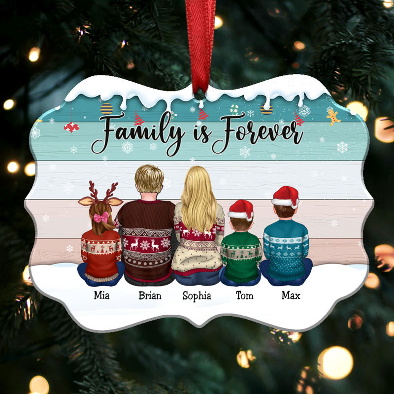 Custom Ornament - Family Is Forever - Personalized Christmas Ornament (S1L) - Makezbright Gifts