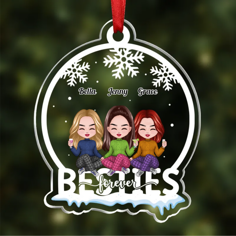 Besties - Besties Forever - Personalized Christmas Transparent Ornament