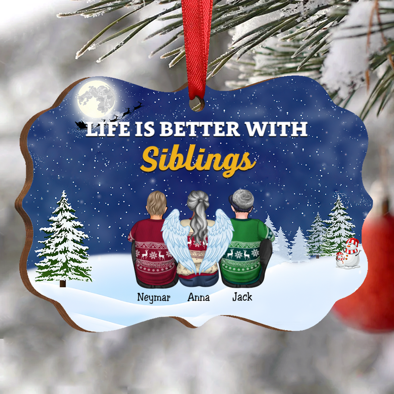 Christmas Ornament - Life Is Better With Siblings - Personalized Christmas Ornament