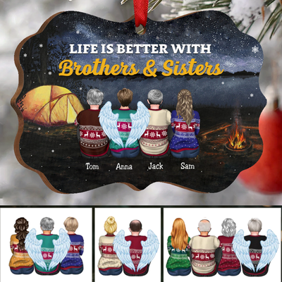 Family - Life Is Better With Brothers & Sisters - Personalized Christmas Acrylic Ornament (Ver 4) - Makezbright Gifts