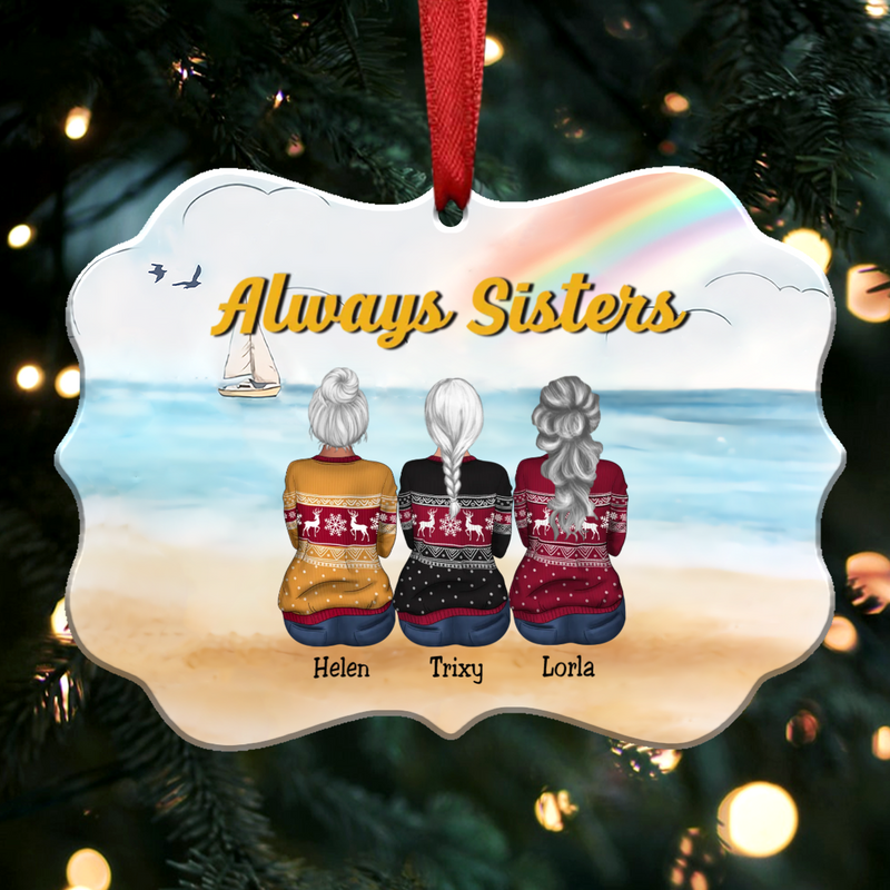 Sisters Memorial Gift - Always Sisters - Personalized Christmas Ornament (BS1)